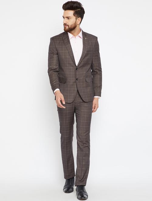 brown polyester single breasted suit - 15583081 -  Standard Image - 0