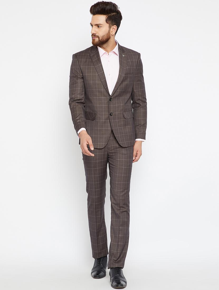 brown polyester single breasted suit - 15583081 -  Zoom Image - 0