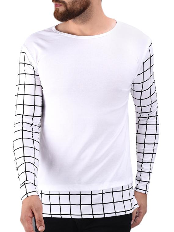 white windowpane checkered t-shirt - 15584706 - Zoom Image - 0