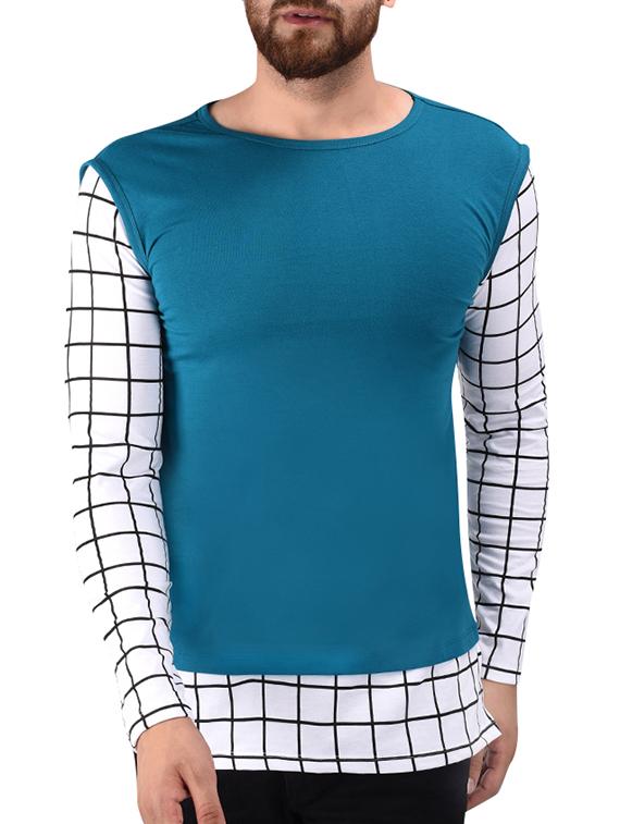 blue windowpane checkered t-shirt - 15584711 - Zoom Image - 0