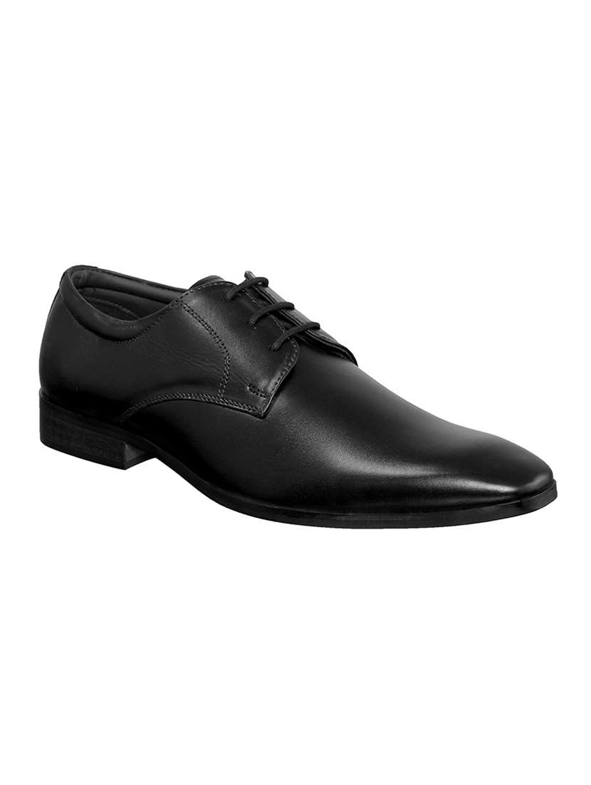 black leather lace-up derbys