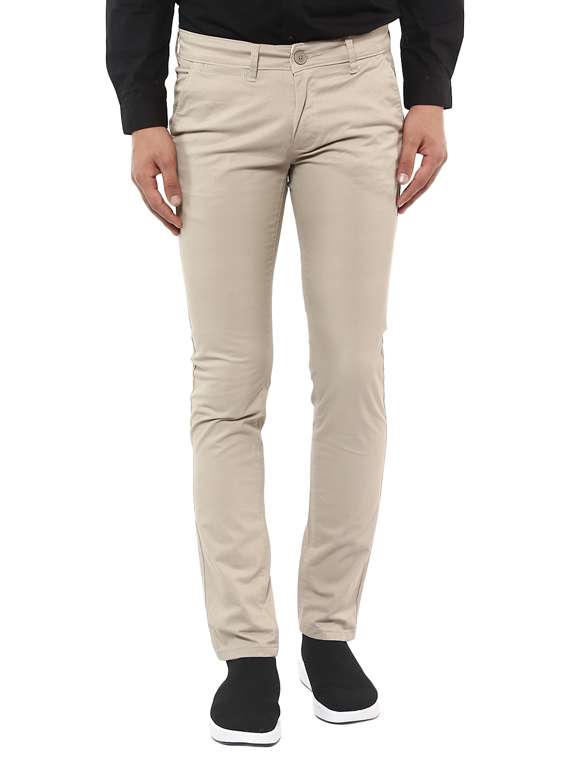 beige cotton blend chinos casual trouser