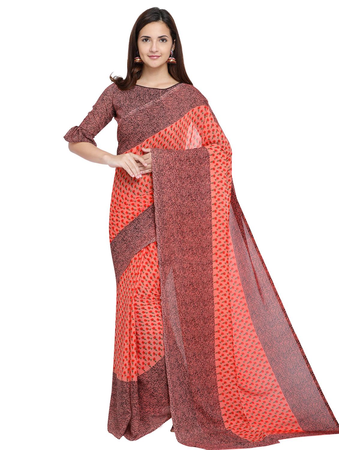 ditsy floral printed saree with blouse - 15589439 - Zoom Image - 0