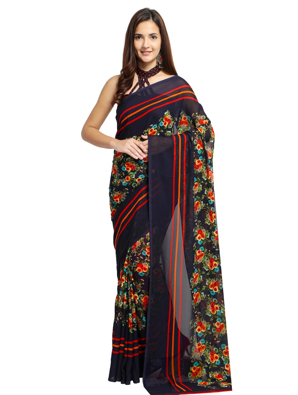 ditsy floral printed saree with blouse - 15589451 -  Zoom Image - 0