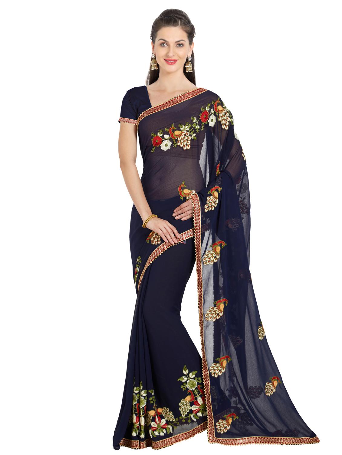 conversational embroidered saree with blouse - 15589469 -  Zoom Image - 0