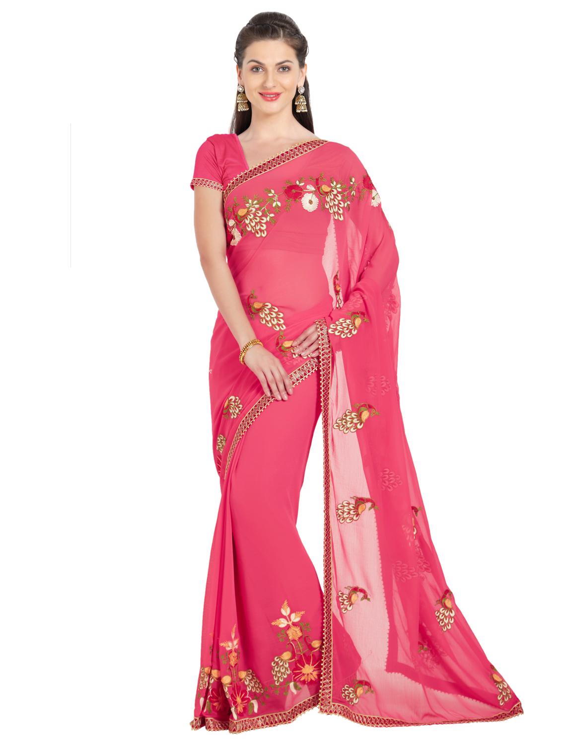 conversational embroidered saree with blouse - 15589472 - Zoom Image - 0