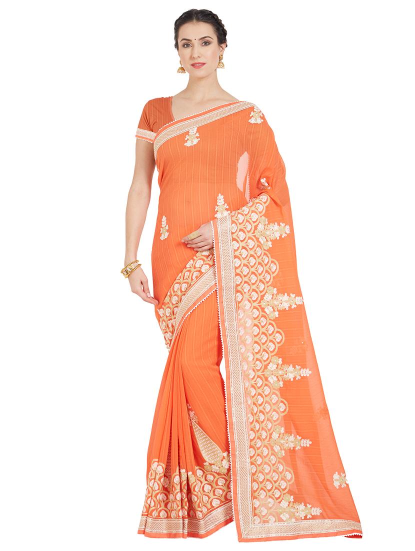 floral embroidered saree with blouse - 15589475 - Zoom Image - 0