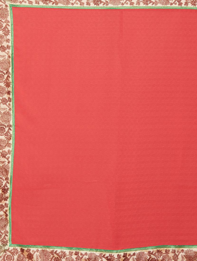 floral lace bordered saree with blouse - 15589499 - Standard Image - 3