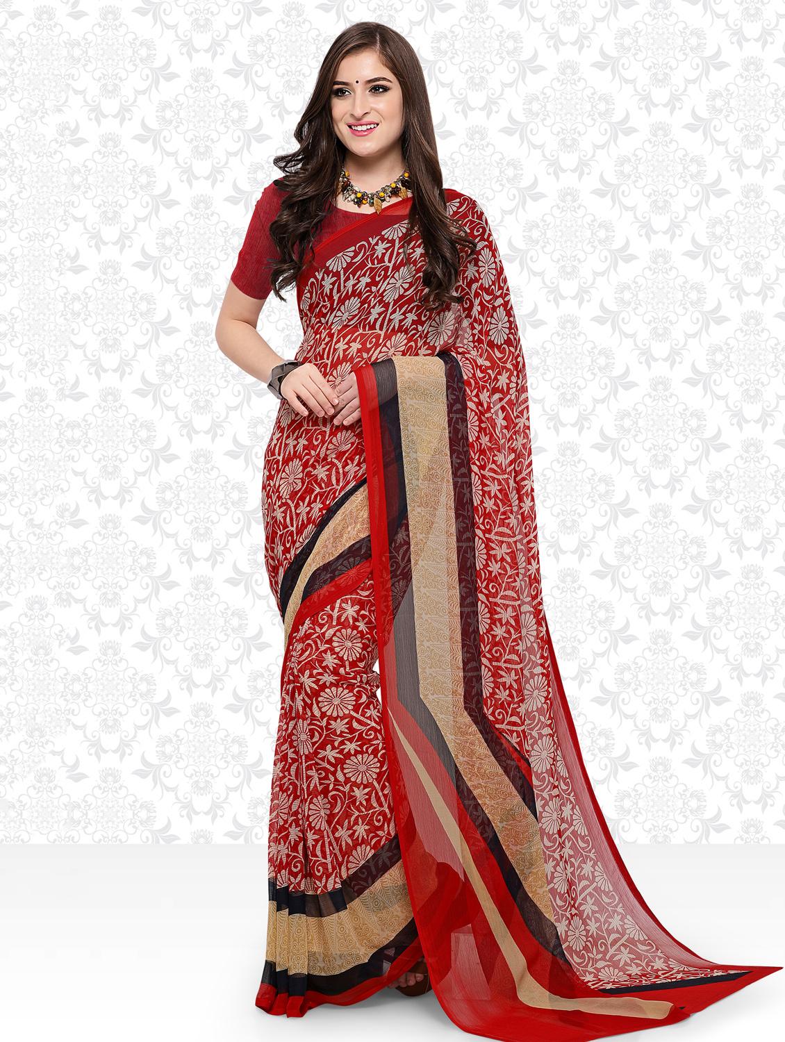 ditsy floral printed saree with blouse - 15589514 - Zoom Image - 0