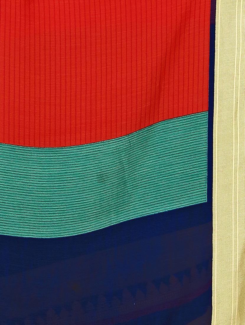 contrast bordered printed saree with blouse - 15589519 - Standard Image - 3