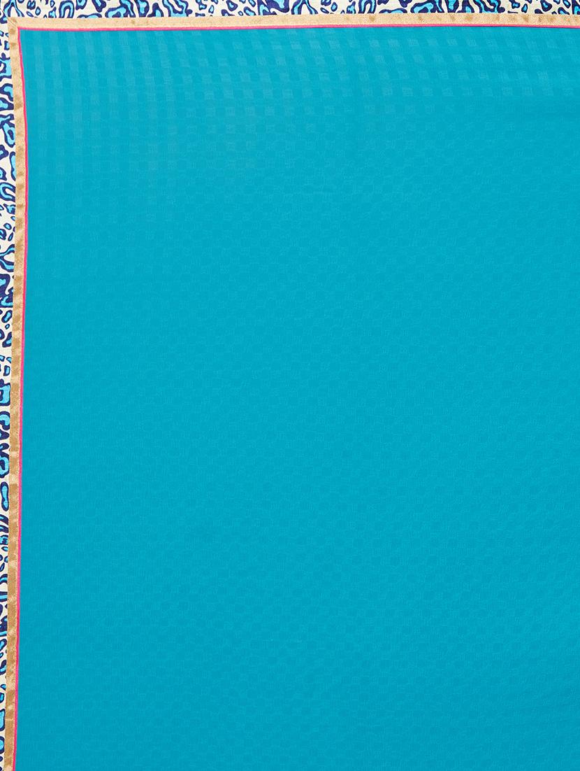 sky blue bordered saree with blouse - 15589549 - Standard Image - 3
