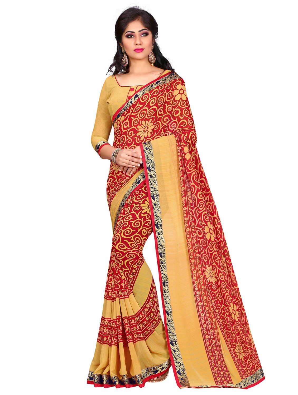 floral printed saree with blouse - 15589593 -  Zoom Image - 0