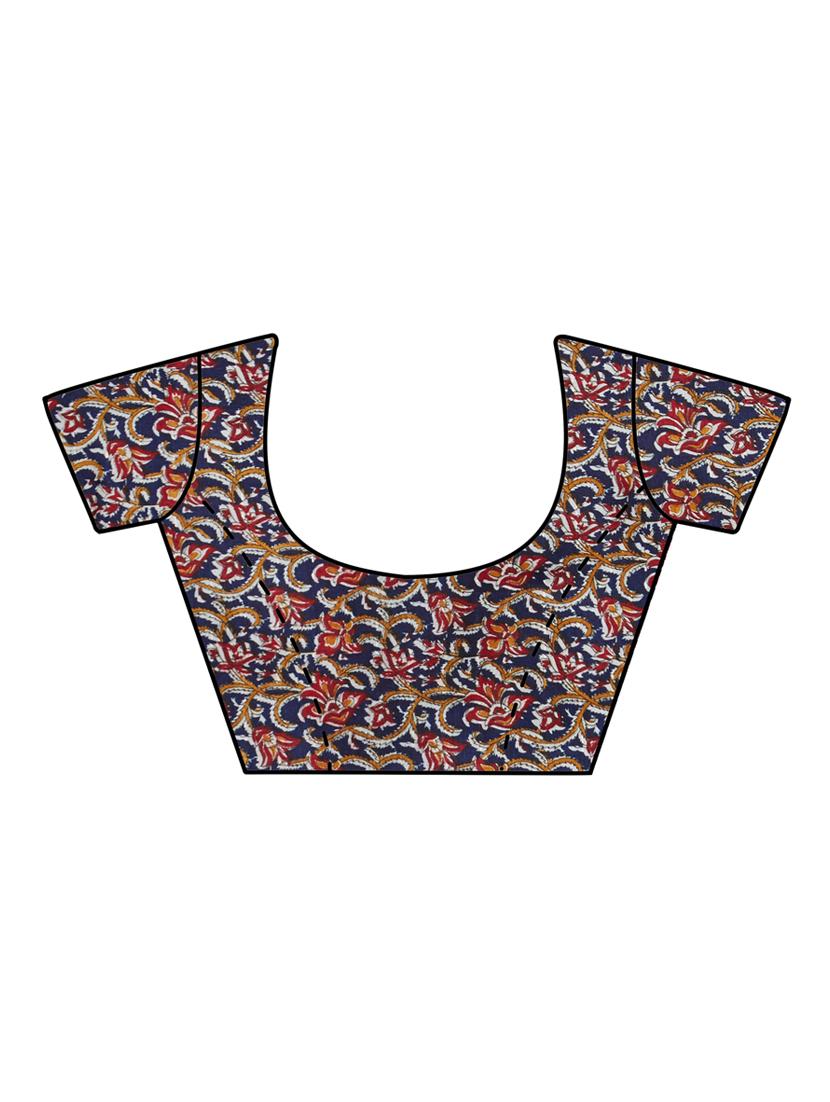 rust brown printed saree with blouse - 15589635 - Standard Image - 3