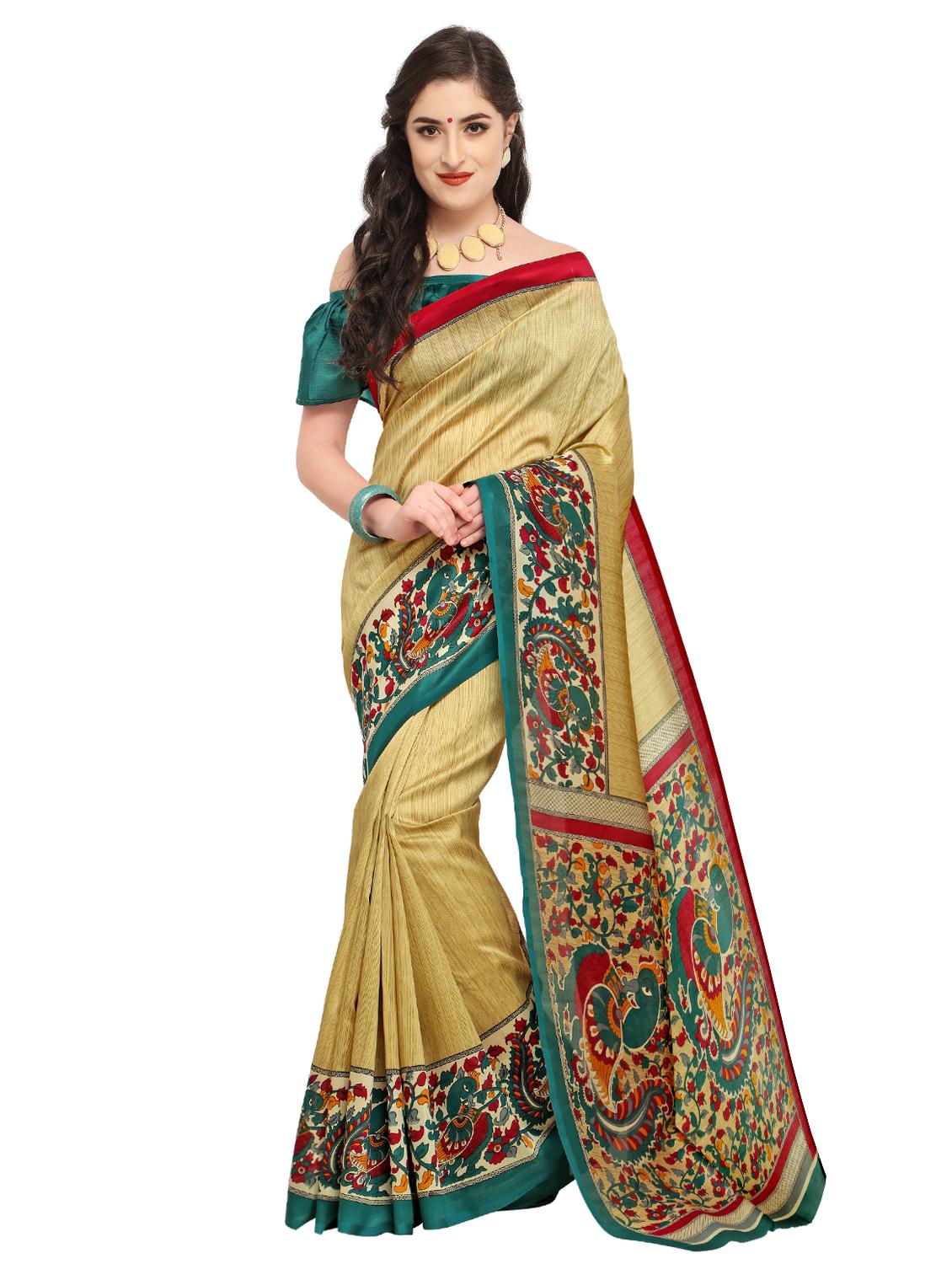 contrast bordered saree with blouse - 15589674 - Zoom Image - 0