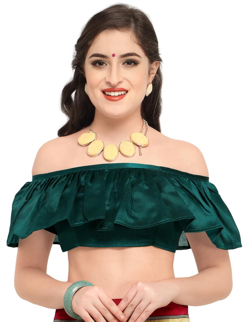 contrast bordered saree with blouse - 15589674 - Standard Image - 3