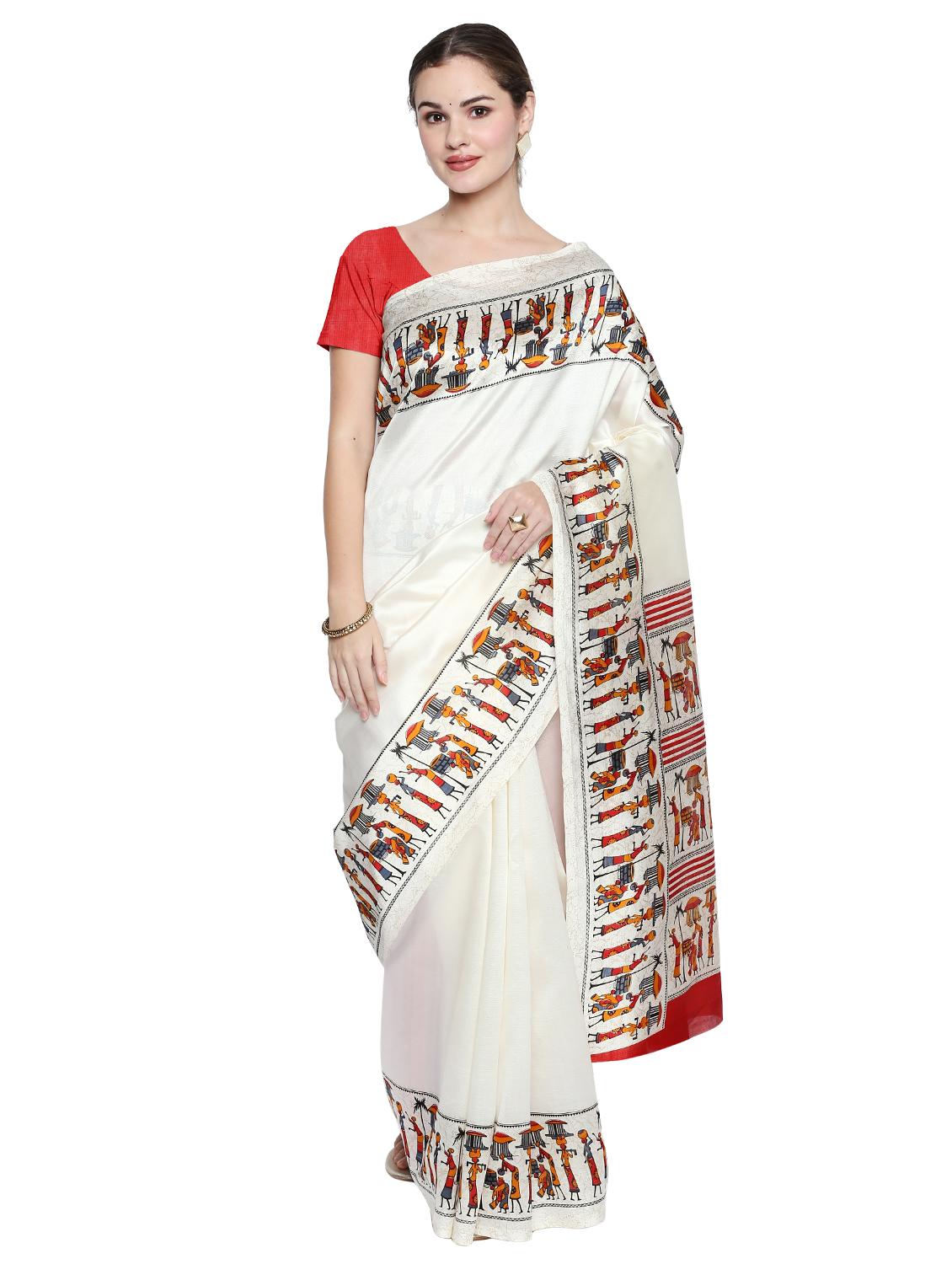 conversational bordered saree with blouse - 15589692 -  Zoom Image - 0