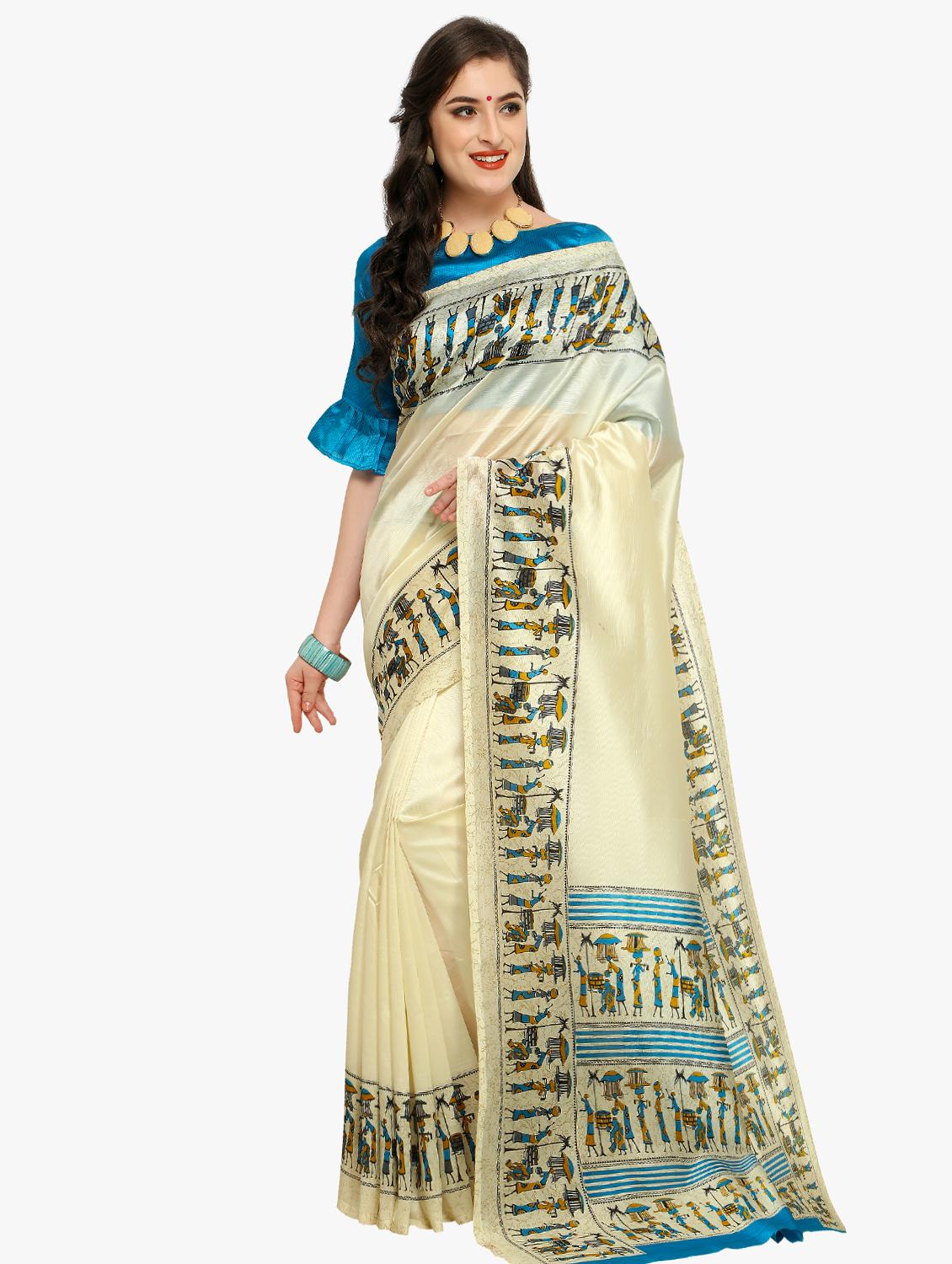 conversational bordered saree with blouse - 15589695 -  Zoom Image - 0