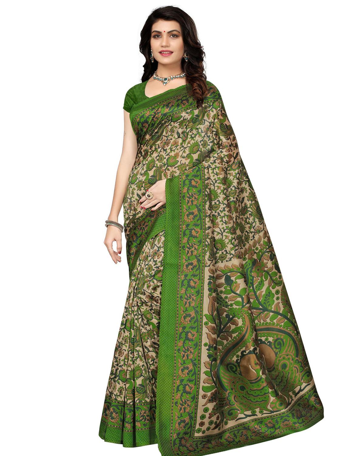 contrast bordered printed saree with blouse - 15589697 -  Zoom Image - 0