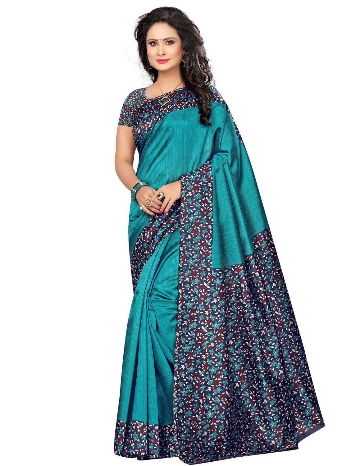 ditsy floral bordered saree with blouse - 15589705 - Zoom Image - 0