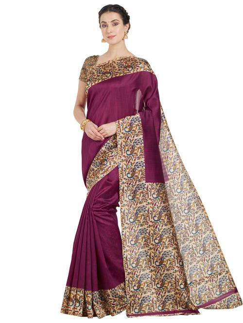 conversational bordered saree with blouse - 15589709 -  Standard Image - 0