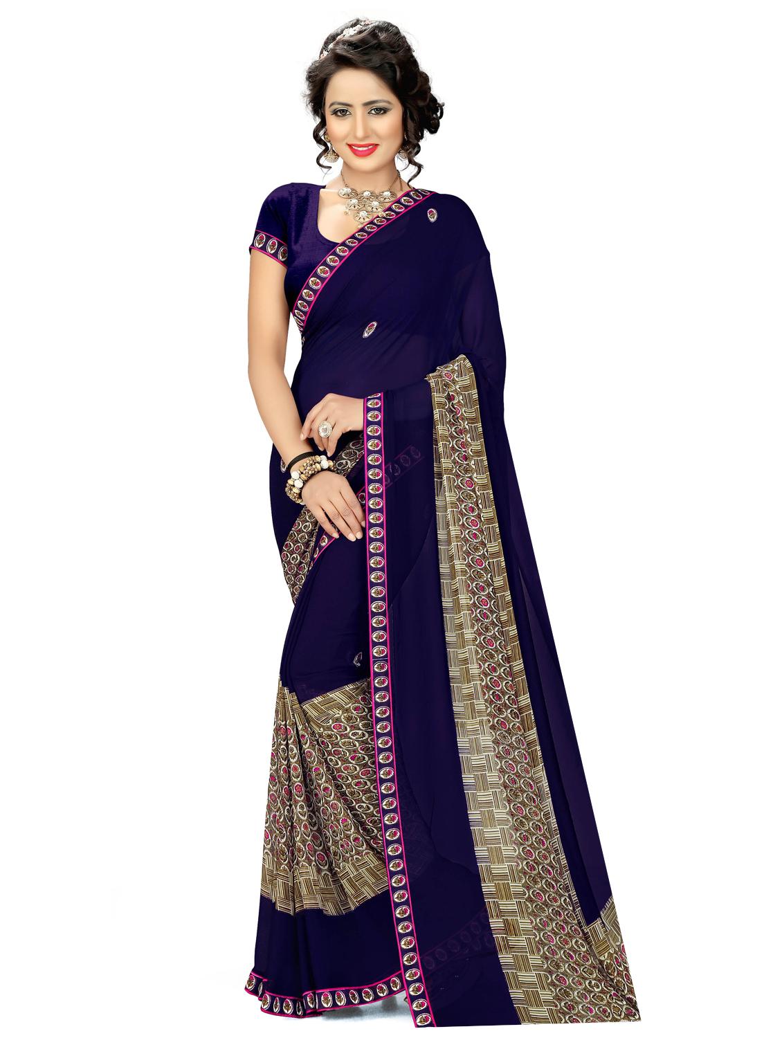 ditsy floral printed saree with blouse - 15589744 - Zoom Image - 0