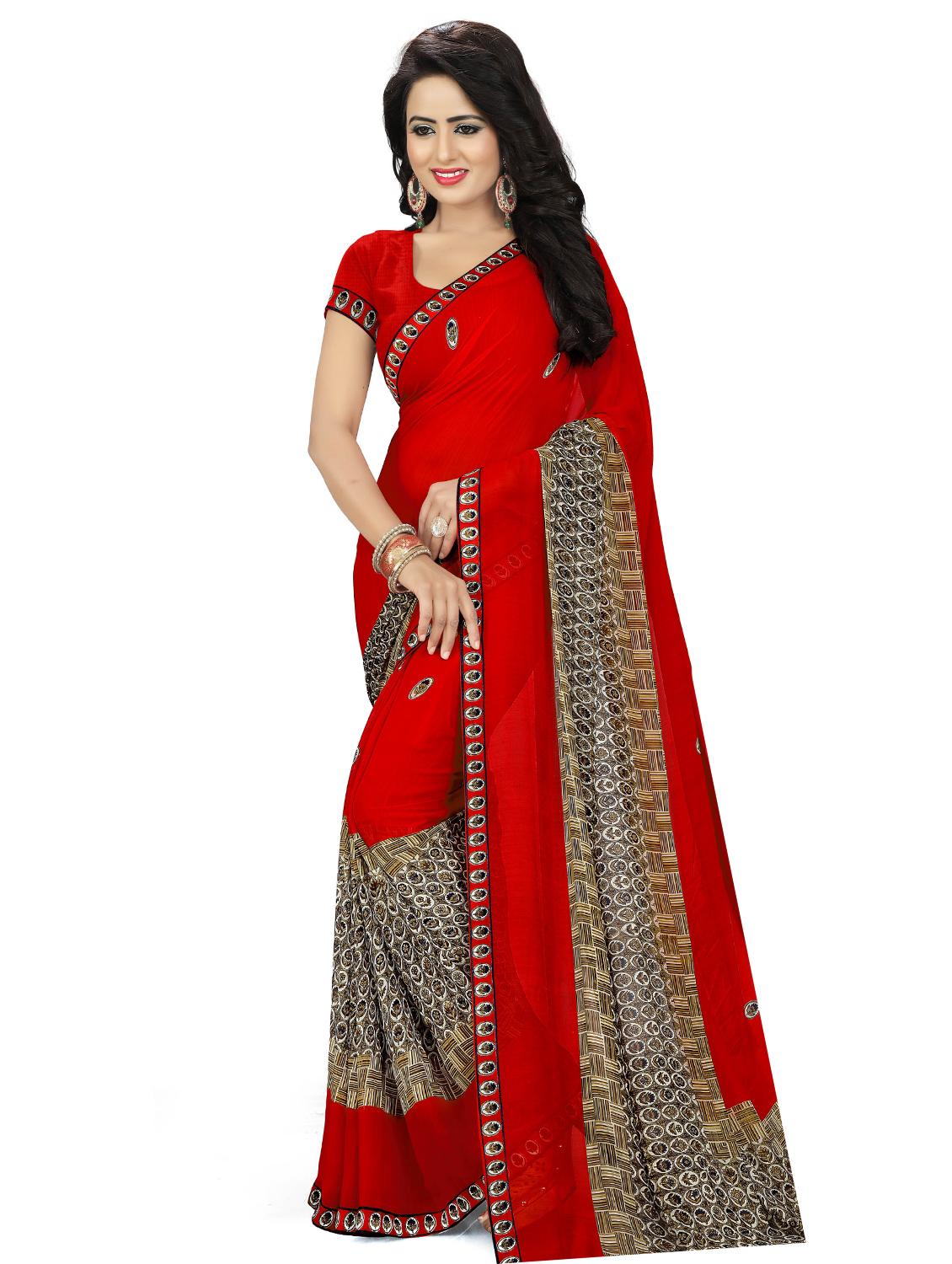 ditsy floral printed saree with blouse - 15589746 -  Zoom Image - 0