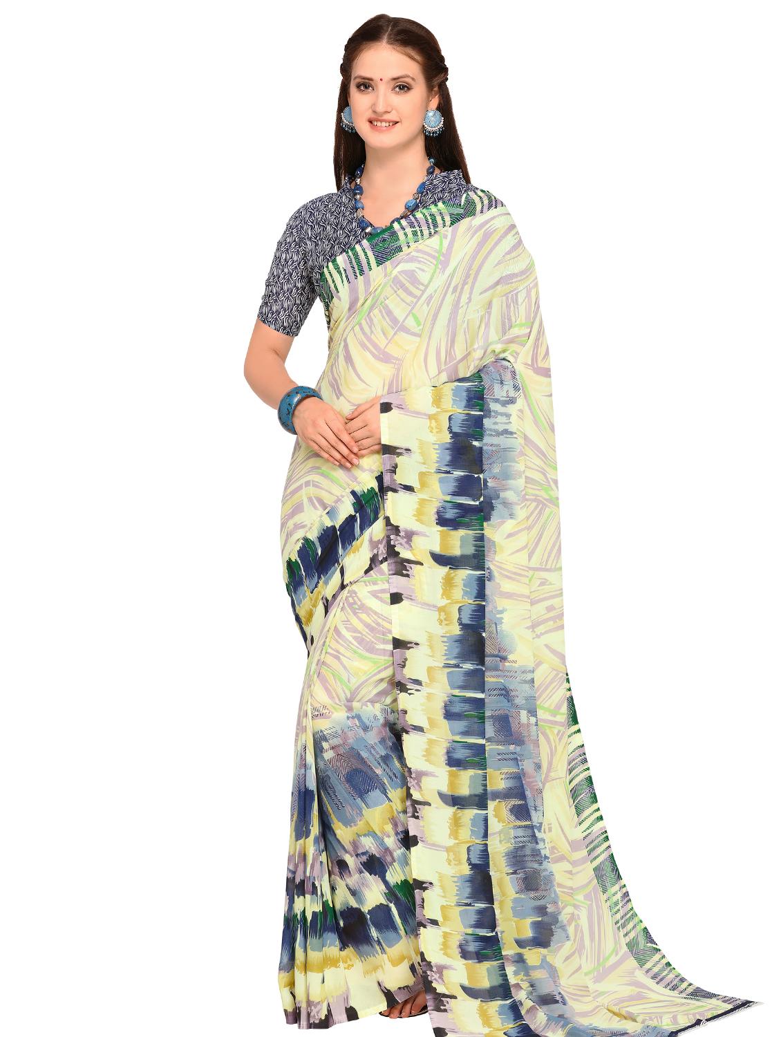 abstract printed saree with blouse - 15589807 -  Zoom Image - 0