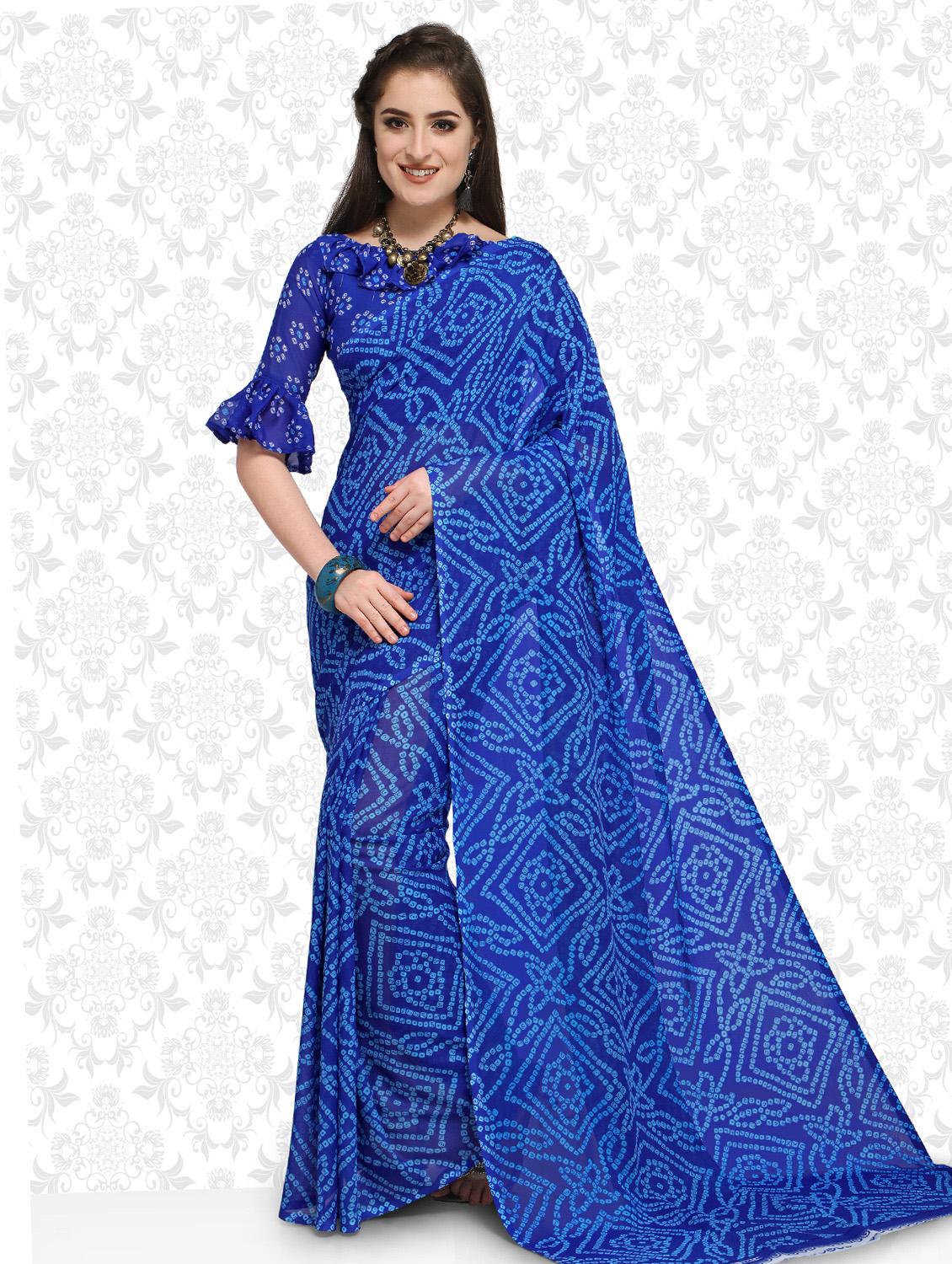 bandhani printed saree with blouse - 15589817 -  Zoom Image - 0