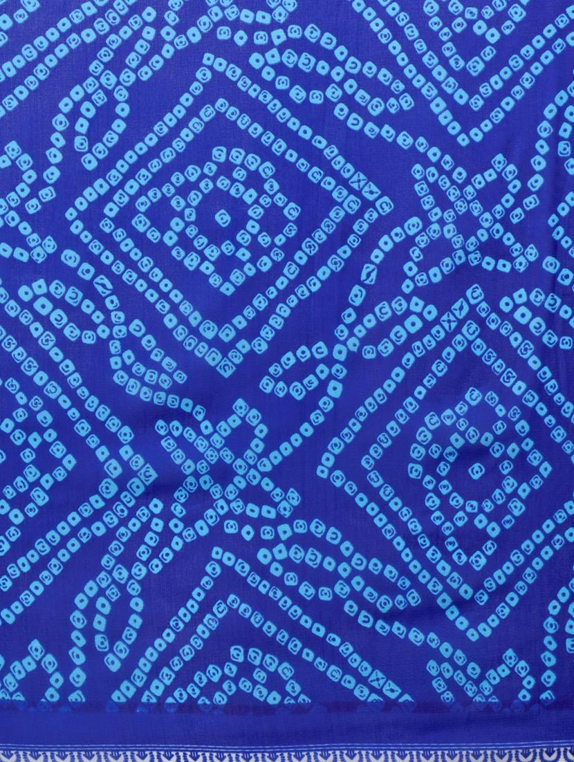 bandhani printed saree with blouse - 15589817 - Standard Image - 3