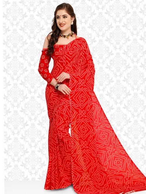 bandhani printed saree with blouse - 15589819 -  Standard Image - 0