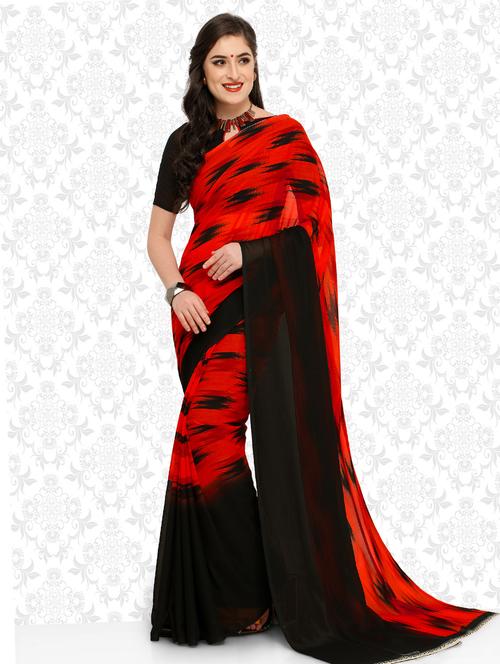 ikat printed saree with blouse - 15589821 -  Standard Image - 0