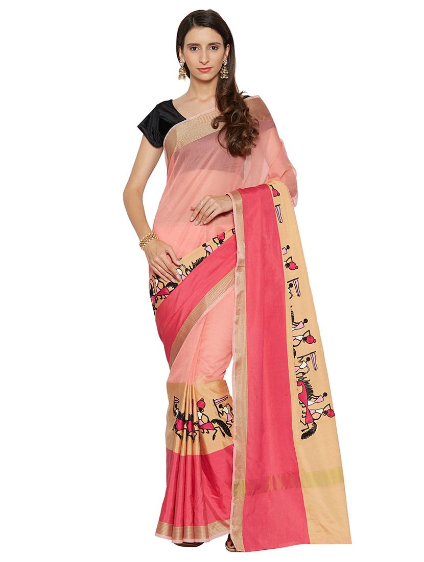conversational bordered saree with blouse - 15589861 - Zoom Image - 0