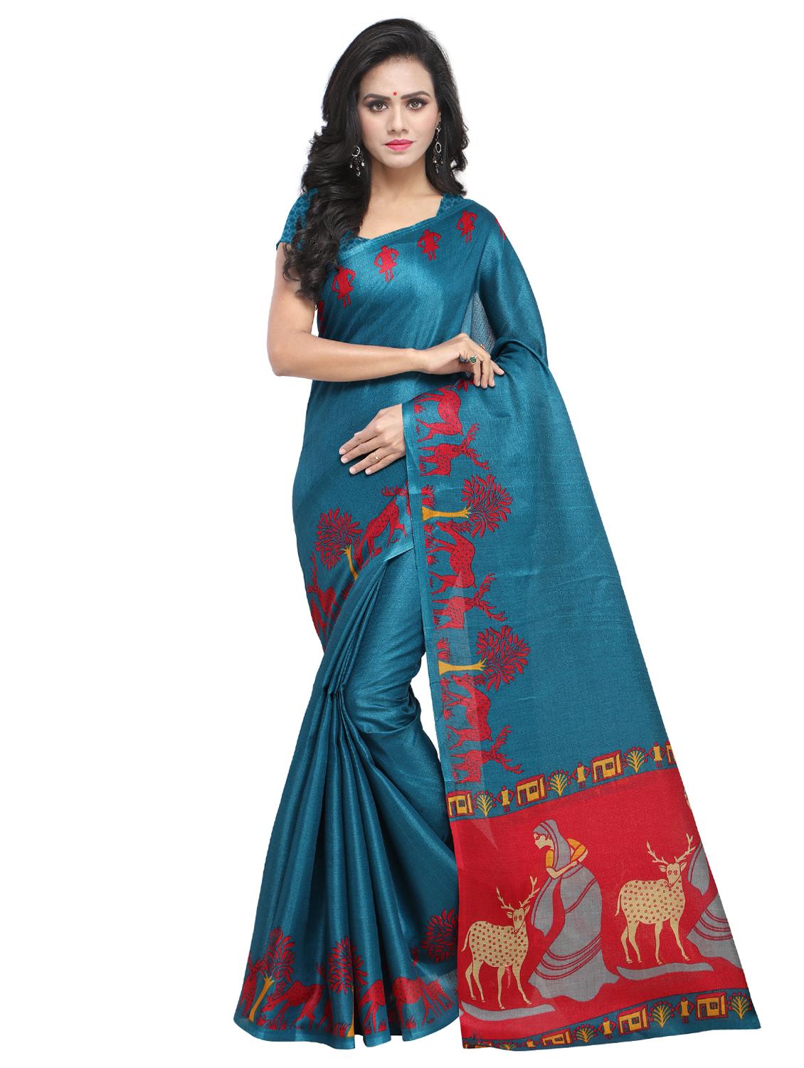 conversational bordered saree with blouse - 15589879 -  Zoom Image - 0