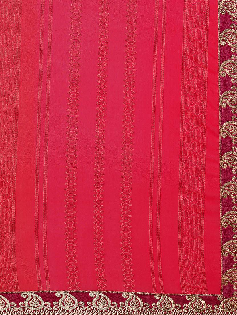 contrast bordered printed saree with blouse - 15589886 - Standard Image - 3