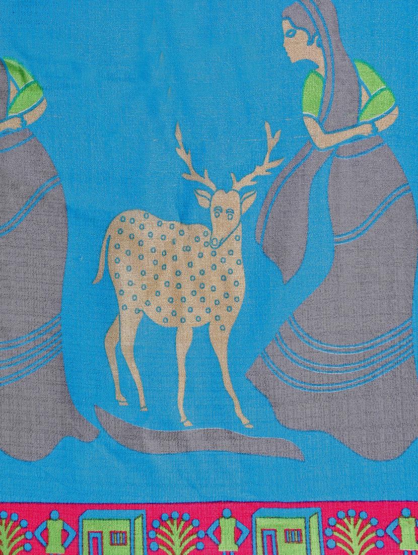 conversational bordered saree with blouse - 15589890 - Standard Image - 3