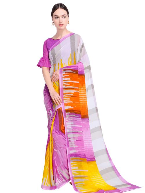 abstract printed saree with blouse - 15589898 - Standard Image - 0
