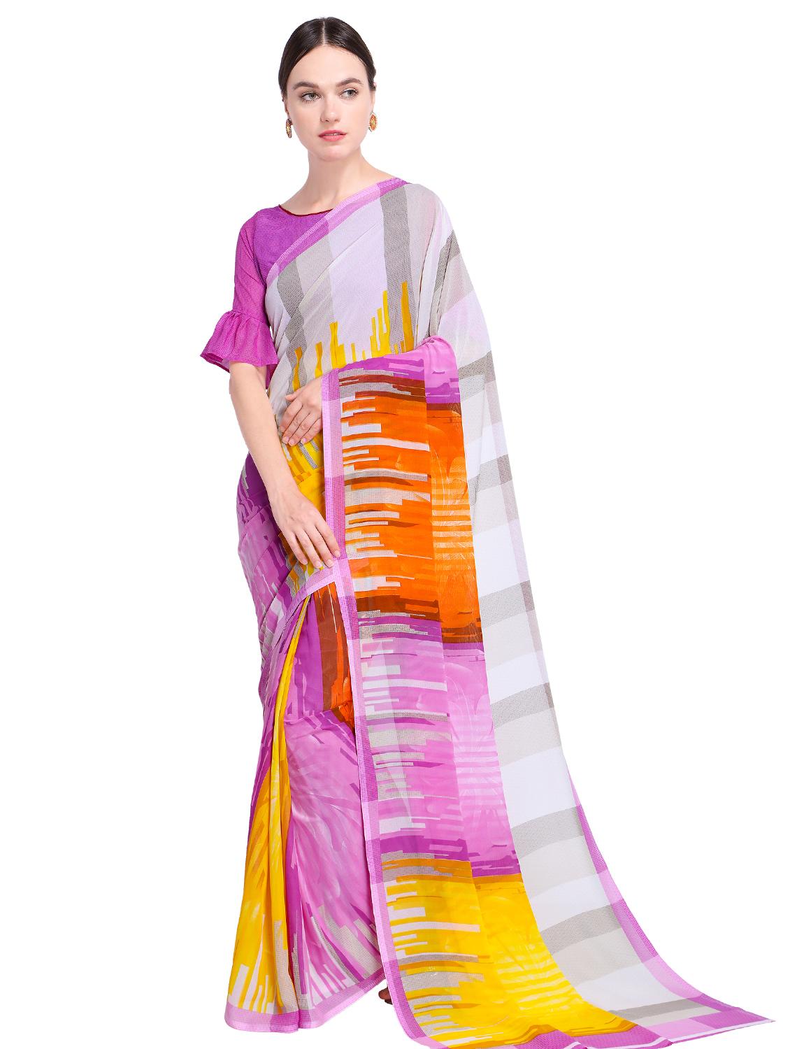 abstract printed saree with blouse - 15589898 - Zoom Image - 0