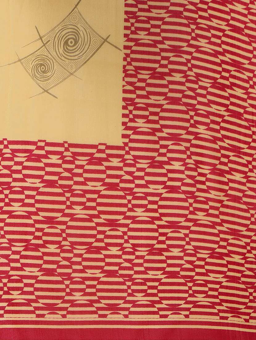 contrast bordered printed saree with blouse - 15589912 -  Standard Image - 3