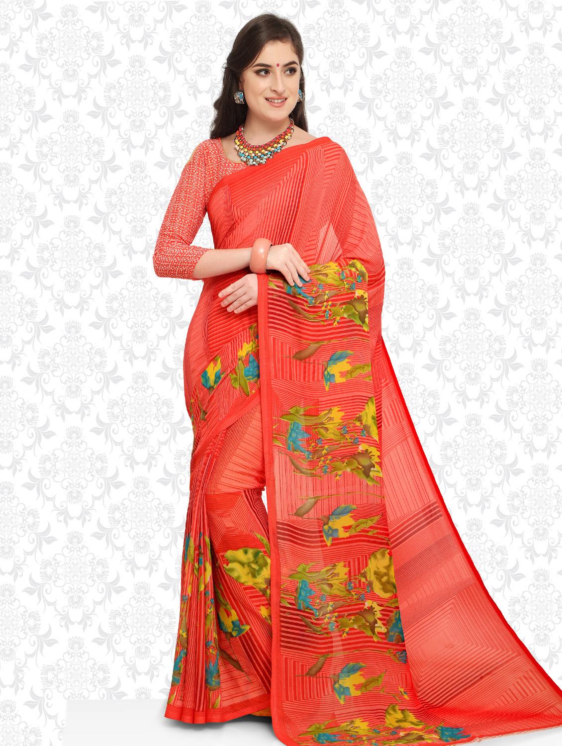 ditsy floral printed saree with blouse - 15589921 -  Zoom Image - 0