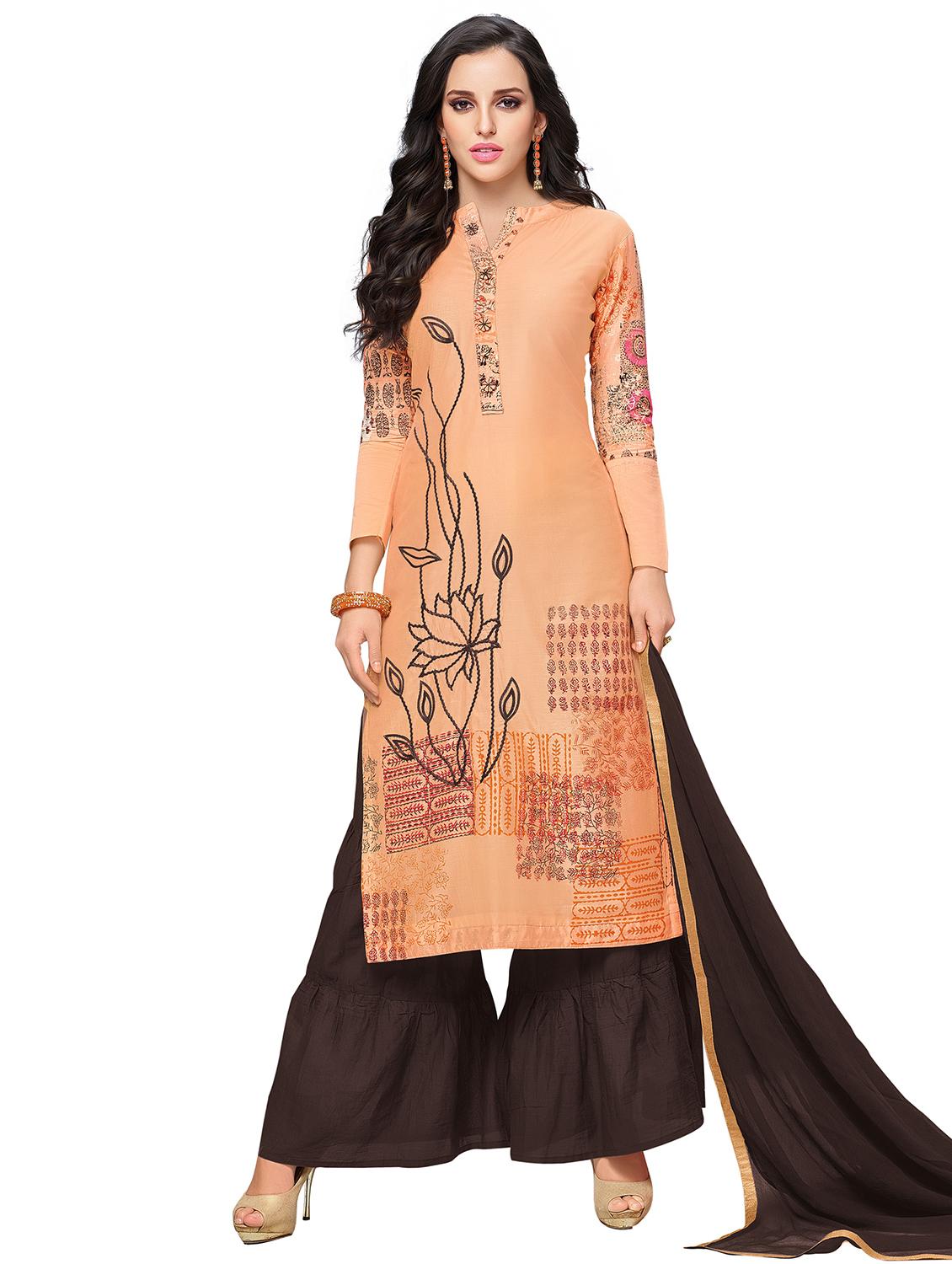 embroidered unstitched sharara suit - 15589930 -  Zoom Image - 0