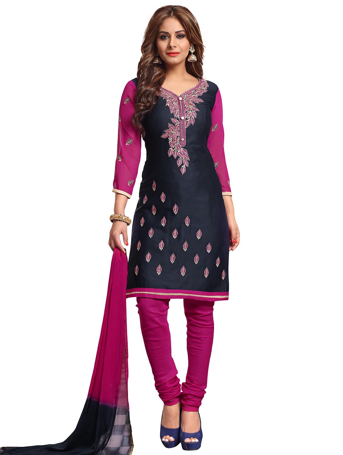 embroidered unstitched churidaar suit - 15589934 -  Zoom Image - 0