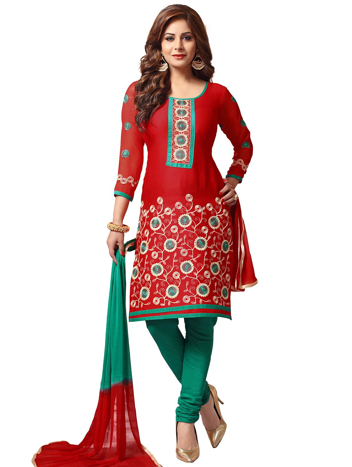 embroidered unstitched churidaar suit - 15589935 - Zoom Image - 0