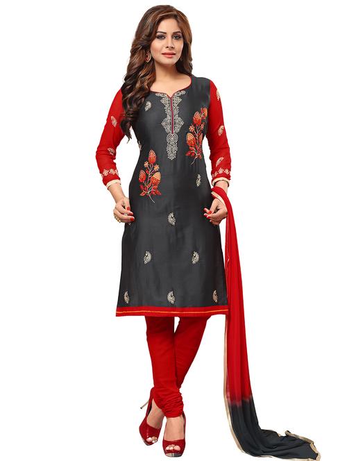 embroidered unstitched churidaar suit - 15589936 -  Standard Image - 0