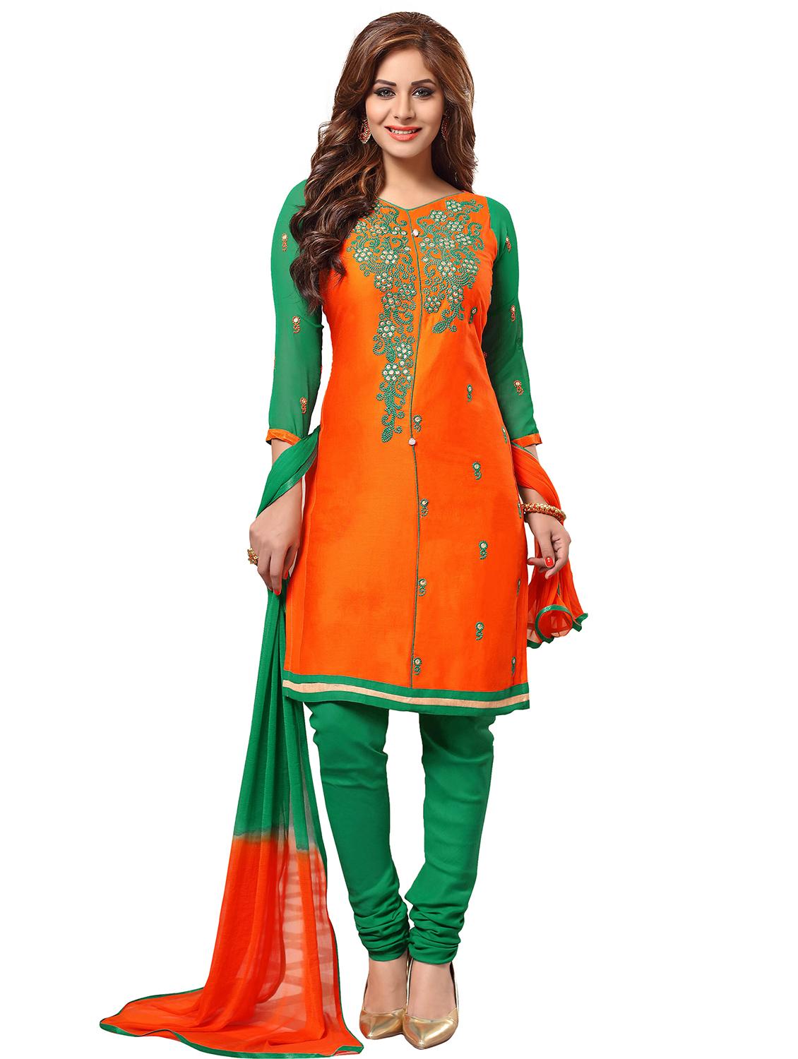 embroidered unstitched churidaar suit - 15589937 -  Zoom Image - 0