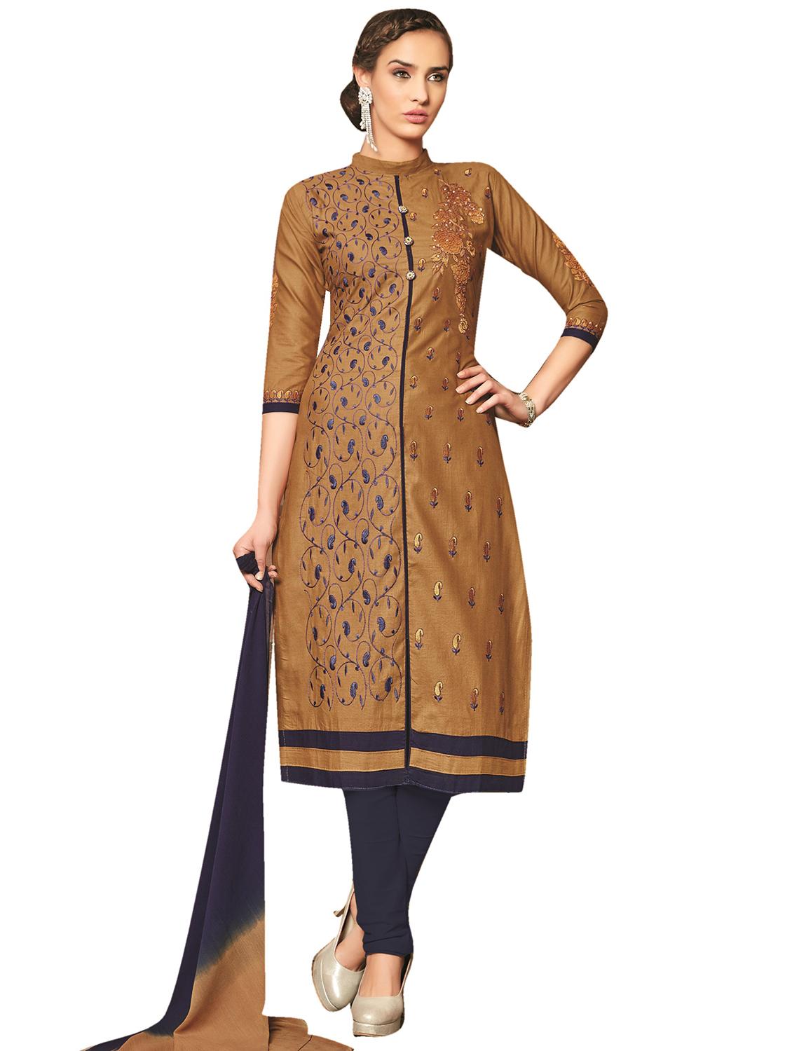 embroidered unstitched churidaar suit - 15589990 - Zoom Image - 0