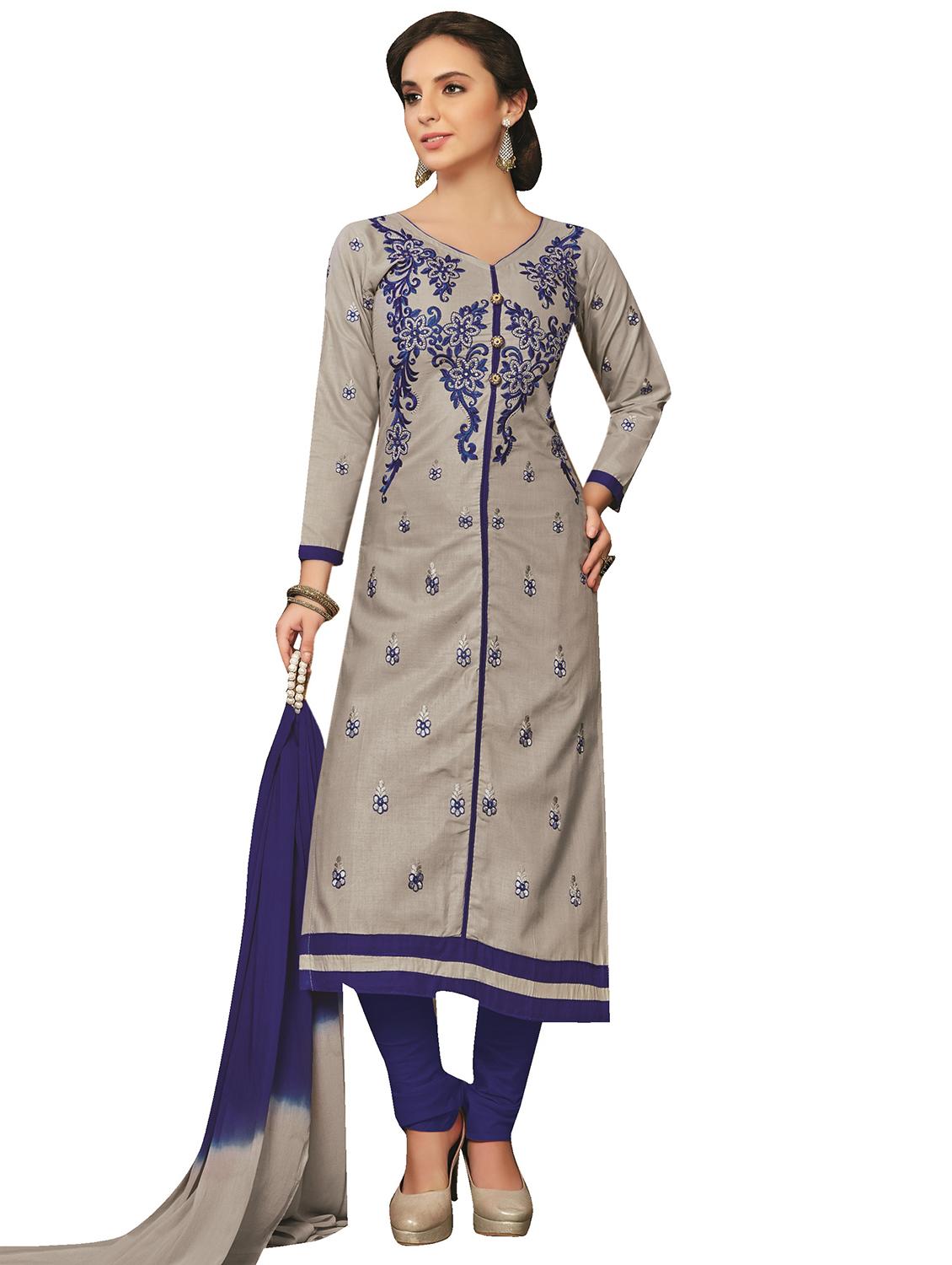 embroidered unstitched churidaar suit - 15589991 - Zoom Image - 0