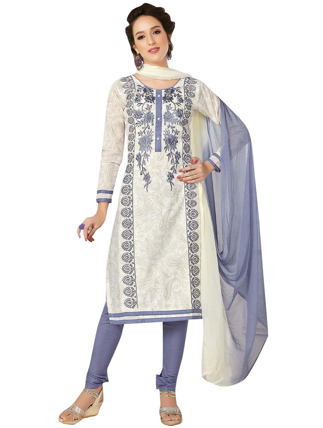 embroidered unstitched churidaar suit - 15590005 -  Zoom Image - 0