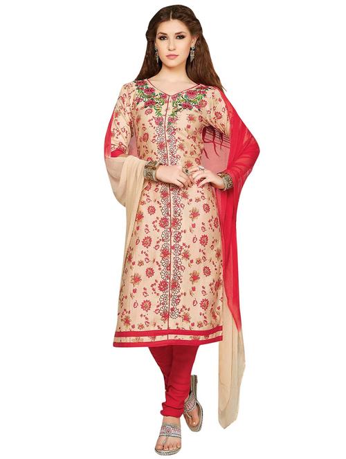 embroidered unstitched churidaar suit - 15590006 -  Standard Image - 0