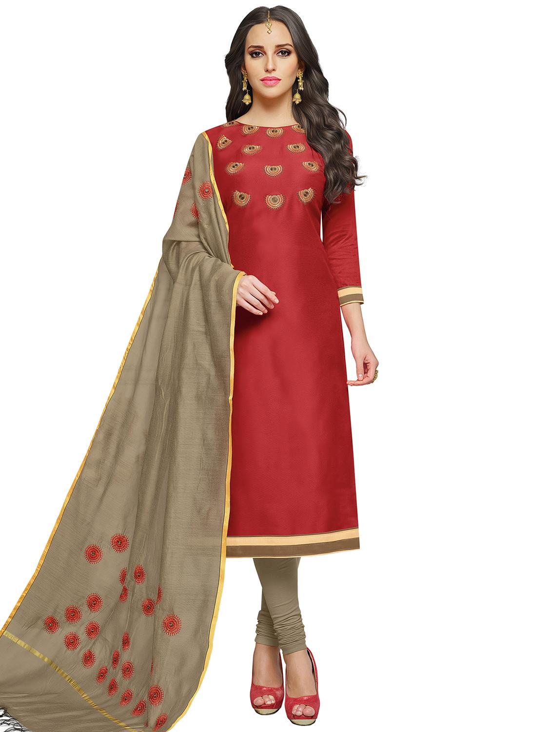 embroidered unstitched churidaar suit - 15590066 - Zoom Image - 0