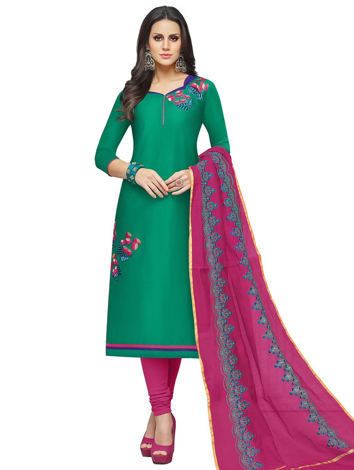 embroidered unstitched churidaar suit - 15590067 -  Zoom Image - 0